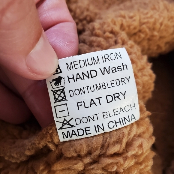 Camel Brown Zip-up Teddy Sweater Size M - Picture 10 of 10